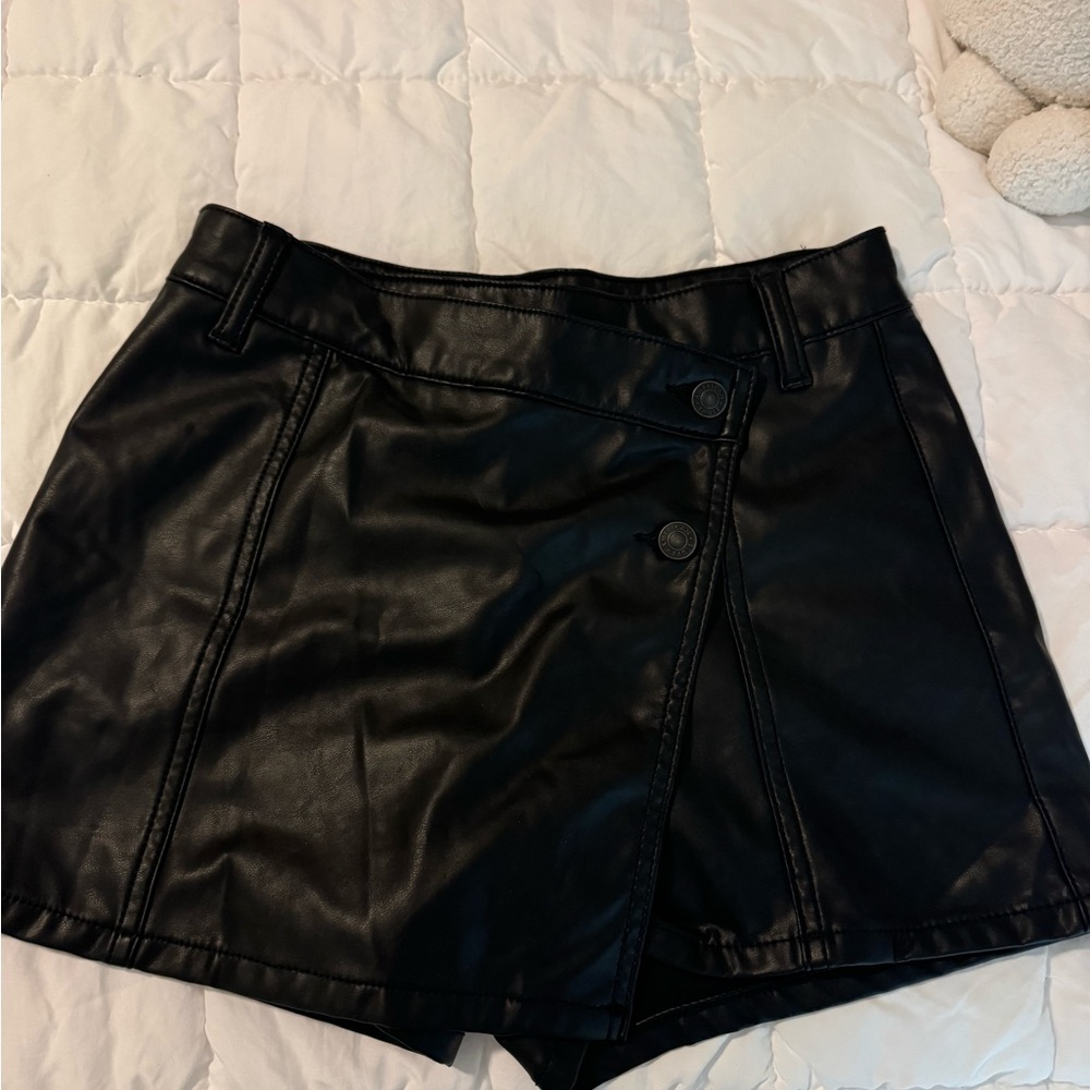 Black Faux Leather Mini Skirt